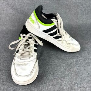 Adidas Hoops 3.0 GW0428 Sneakers Kids US 3 White Black Leather Sportswear Shoes